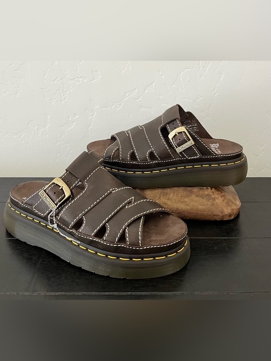 Dr. Martens Other - Dr. Martens Brown Leather Maxxy Slide Platform Sandals US Size Men 9 Women 10